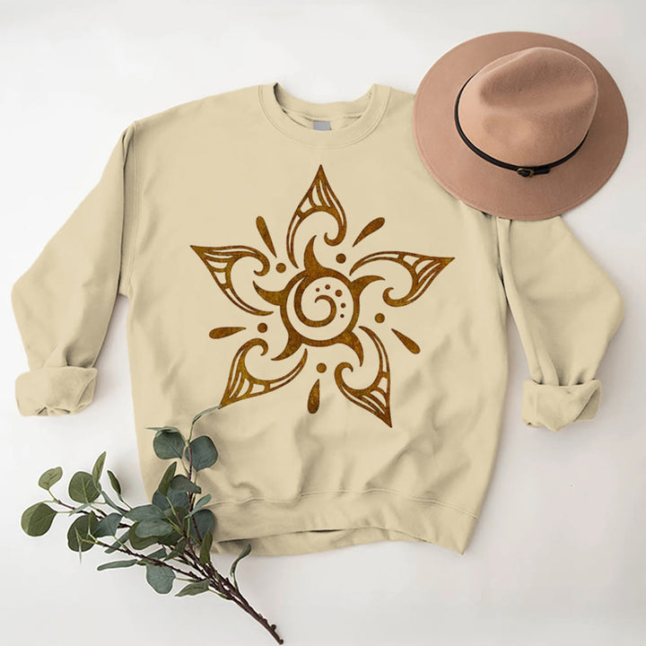Olivenorma Tribal Mystical Spiritual Growth Floral Fleece Pullover Sweatshirt - LightYellow - 2XL - image 13