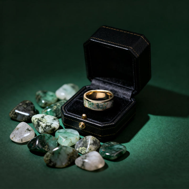 Olivenorma The Frosted Tea Leaf - Moss Agate Ring - image 2