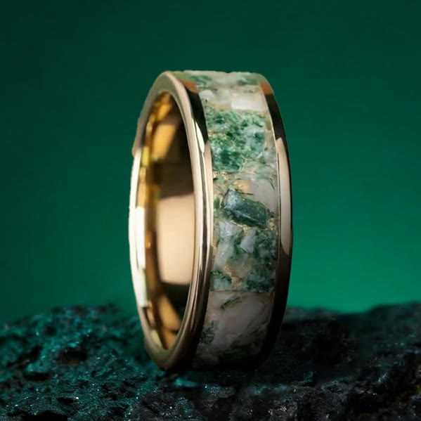 Olivenorma The Frosted Tea Leaf - Moss Agate Ring - US 13 - image 0