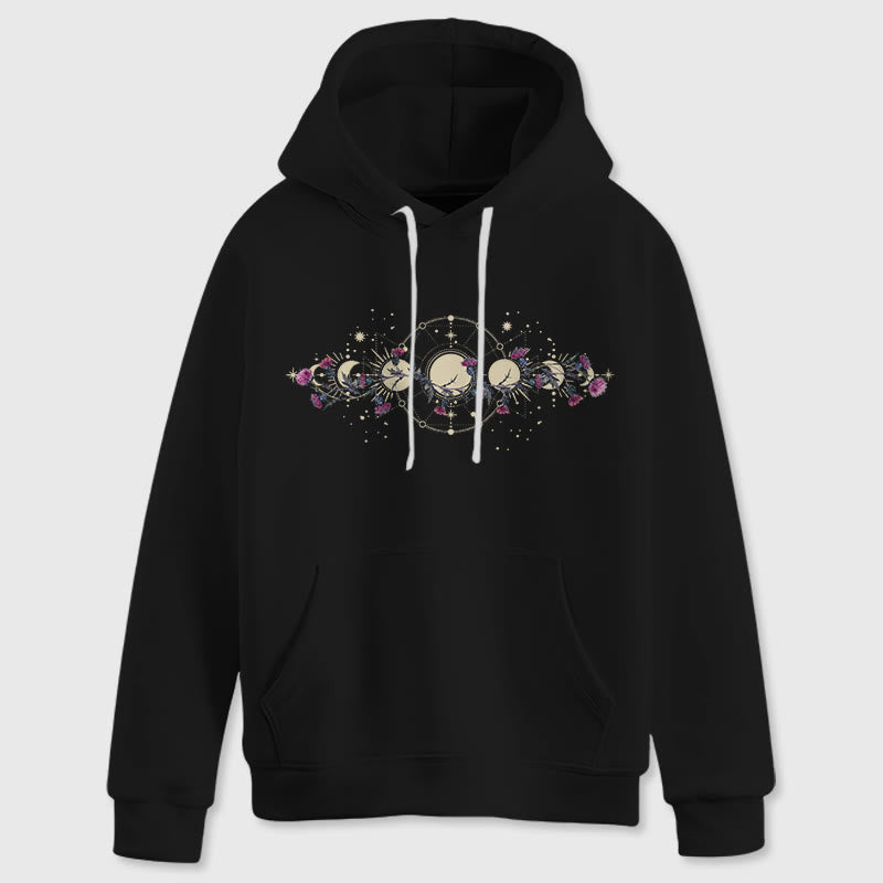 Olivenorma Mystical Moon Phase Raven Floral Fleece Hooded Sweater Tops Loose Hoodies - image 1