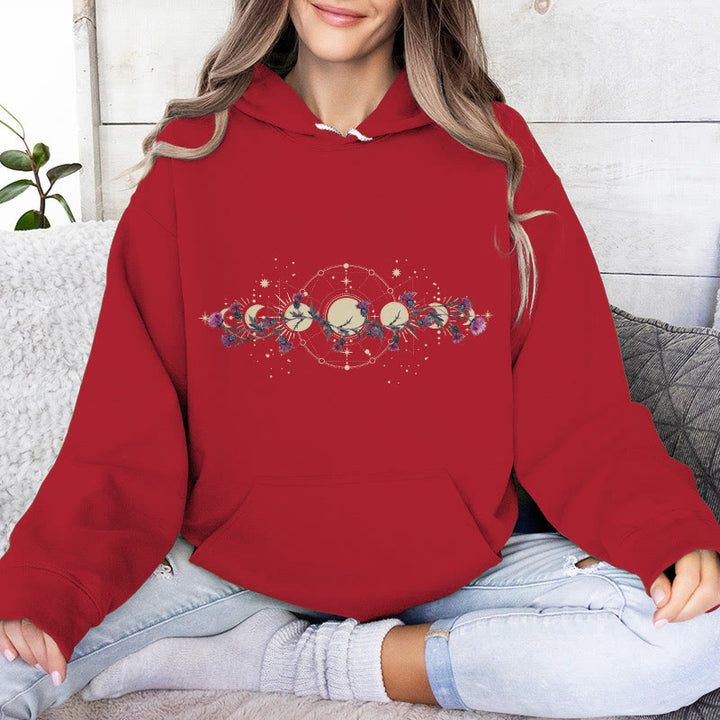 Olivenorma Mystical Moon Phase Raven Floral Fleece Hooded Sweater Tops Loose Hoodies - image 20