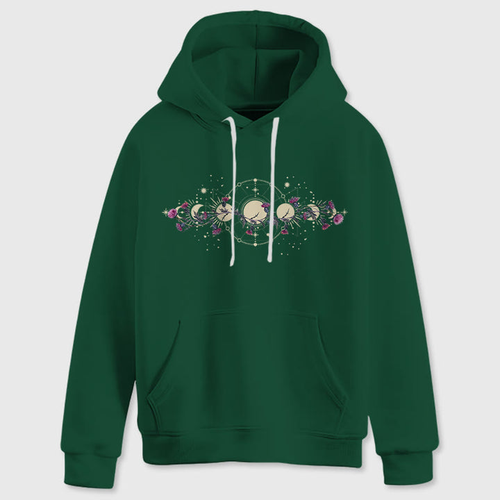 Olivenorma Mystical Moon Phase Raven Floral Fleece Hooded Sweater Tops Loose Hoodies - image 22