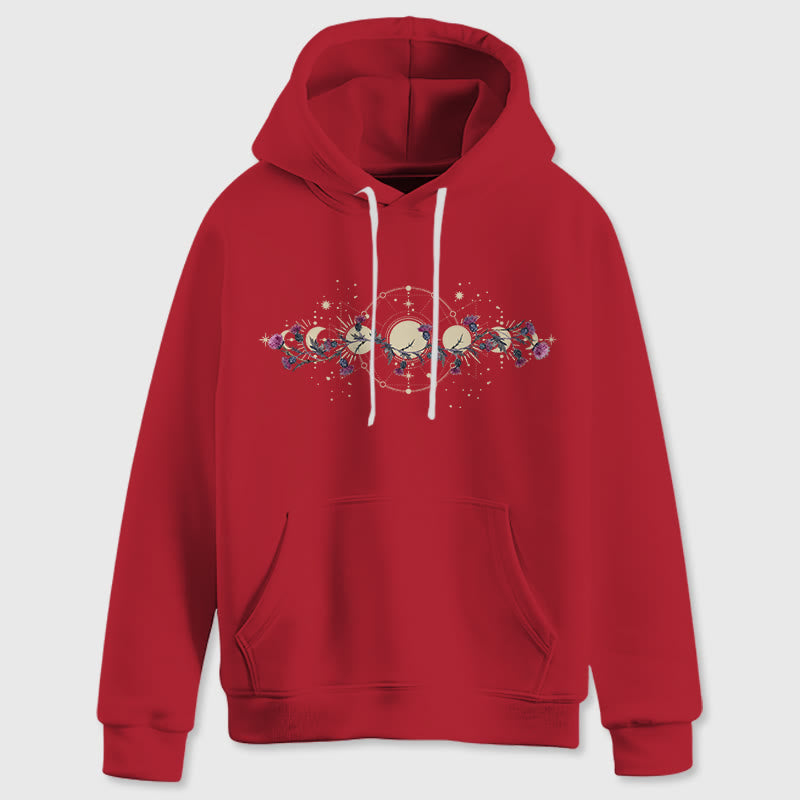 Olivenorma Mystical Moon Phase Raven Floral Fleece Hooded Sweater Tops Loose Hoodies - image 19