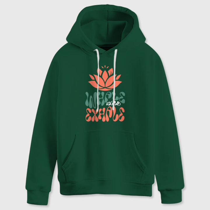 Olivenorma INHALE & EXHALE Lotus Yoga Meditation Fleece Sweater Unisex Long Sleeve Hoodies - Green - 2XL - image 0