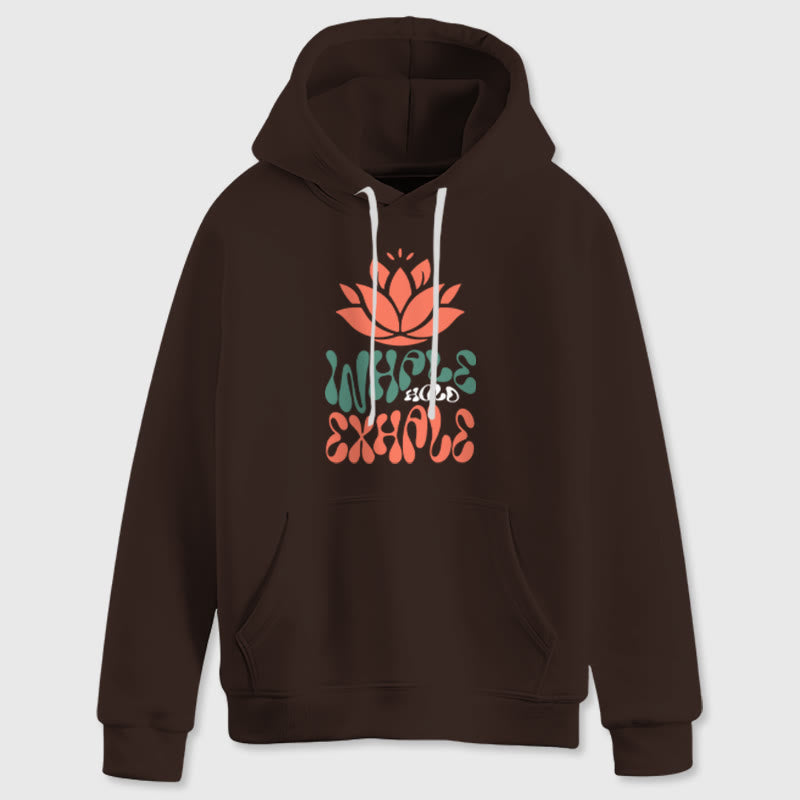 Olivenorma INHALE & EXHALE Lotus Yoga Meditation Fleece Sweater Unisex Long Sleeve Hoodies - Brown - 2XL - image 10