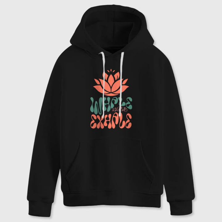 Olivenorma INHALE & EXHALE Lotus Yoga Meditation Fleece Sweater Unisex Long Sleeve Hoodies - Black - 2XL - image 6