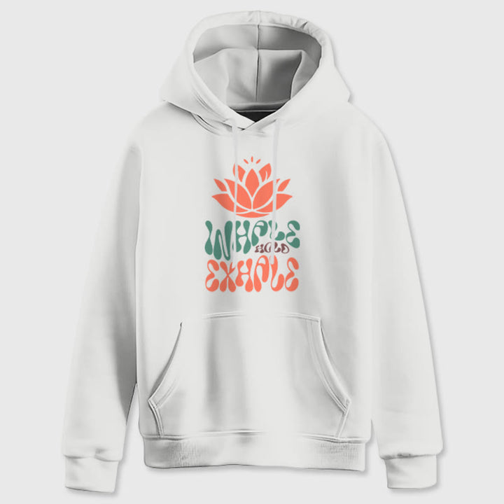 Olivenorma INHALE & EXHALE Lotus Yoga Meditation Fleece Sweater Unisex Long Sleeve Hoodies - White - 2XL - image 3