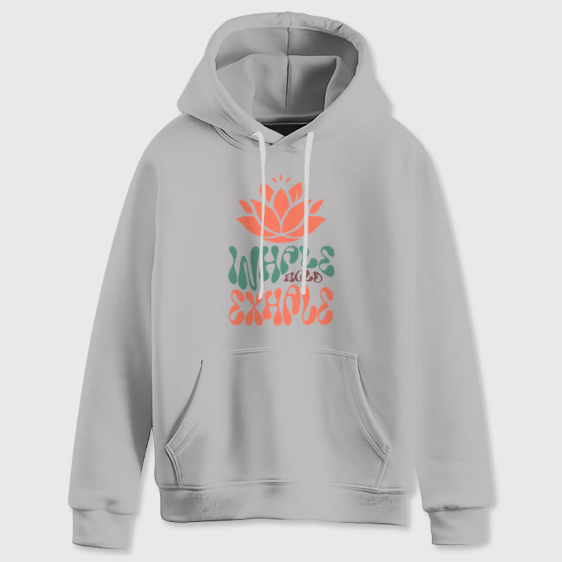 Olivenorma INHALE & EXHALE Lotus Yoga Meditation Fleece Sweater Unisex Long Sleeve Hoodies - Grey - 2XL - image 8