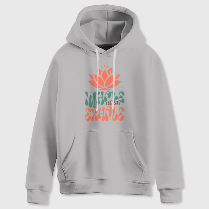 Olivenorma INHALE & EXHALE Lotus Yoga Meditation Fleece Sweater Unisex Long Sleeve Hoodies - Grey - 2XL - image 8