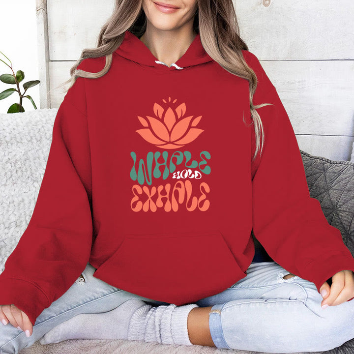 Olivenorma INHALE & EXHALE Lotus Yoga Meditation Fleece Sweater Unisex Long Sleeve Hoodies - Red - 2XL - image 12