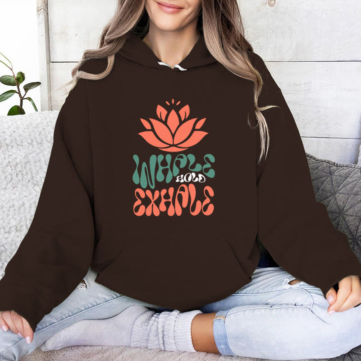 Olivenorma INHALE & EXHALE Lotus Yoga Meditation Fleece Sweater Unisex Long Sleeve Hoodies - Brown - 2XL - image 8