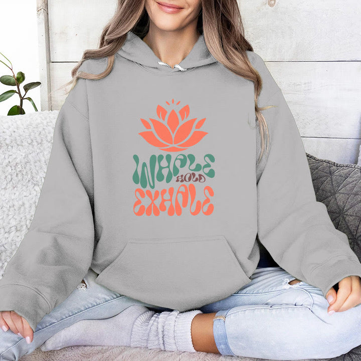 Olivenorma INHALE & EXHALE Lotus Yoga Meditation Fleece Sweater Unisex Long Sleeve Hoodies - Grey - 2XL - image 6