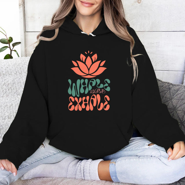 Olivenorma INHALE & EXHALE Lotus Yoga Meditation Fleece Sweater Unisex Long Sleeve Hoodies - Black - 2XL - image 4