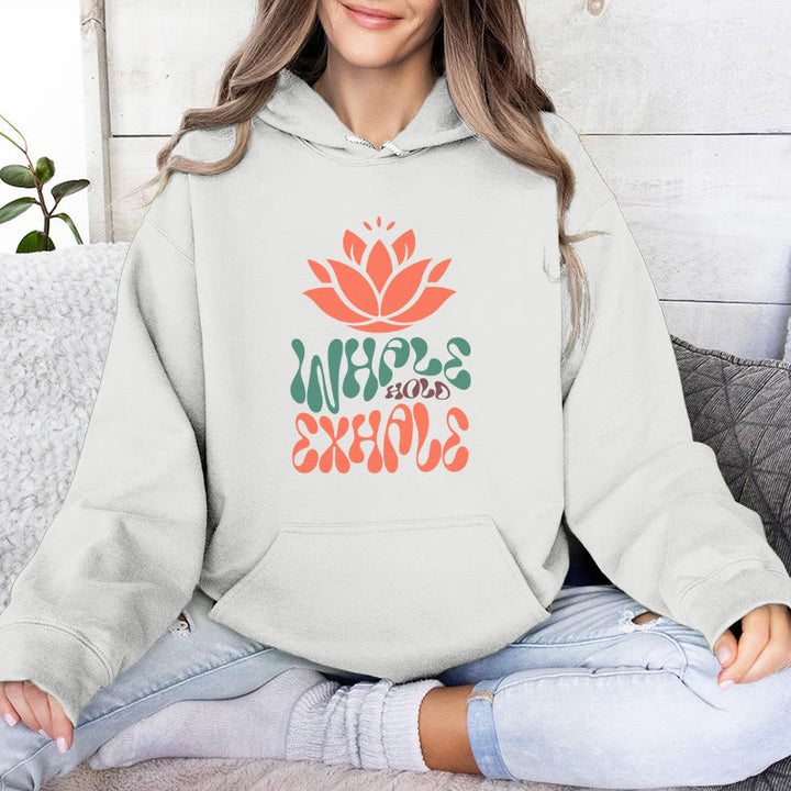 Olivenorma INHALE & EXHALE Lotus Yoga Meditation Fleece Sweater Unisex Long Sleeve Hoodies - White - 2XL - image 0