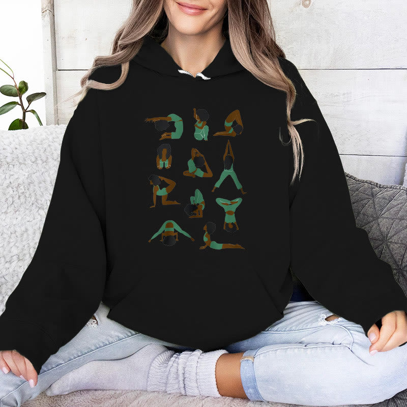 Olivenorma Yoga Poses Oversized Sweatshirts Outfits Fleece Sweaters Tops Hoodies - Black - 2XL - image 4