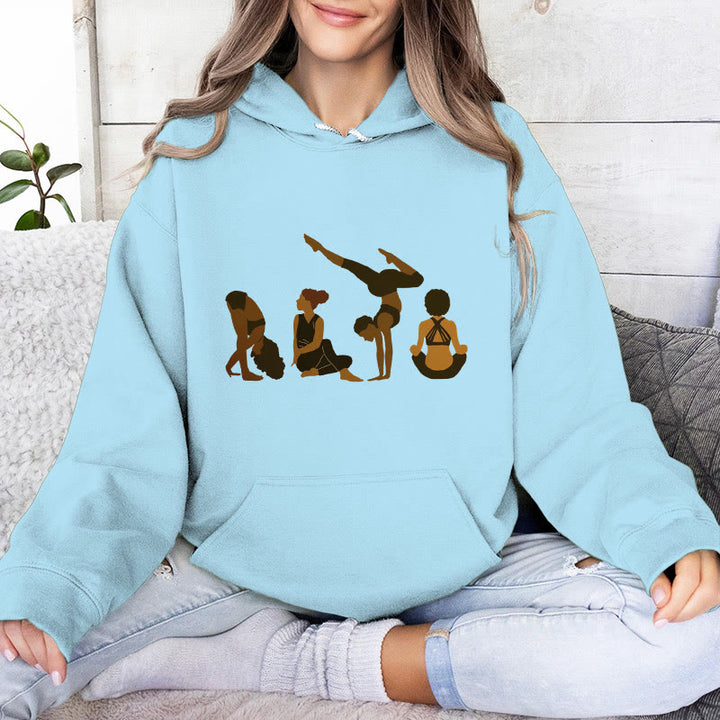 Olivenorma Black Woman Yoga Pose Sweaters Unisex Fitness Workout Meditation Fleece Hoodies - Blue - 2XL - image 16