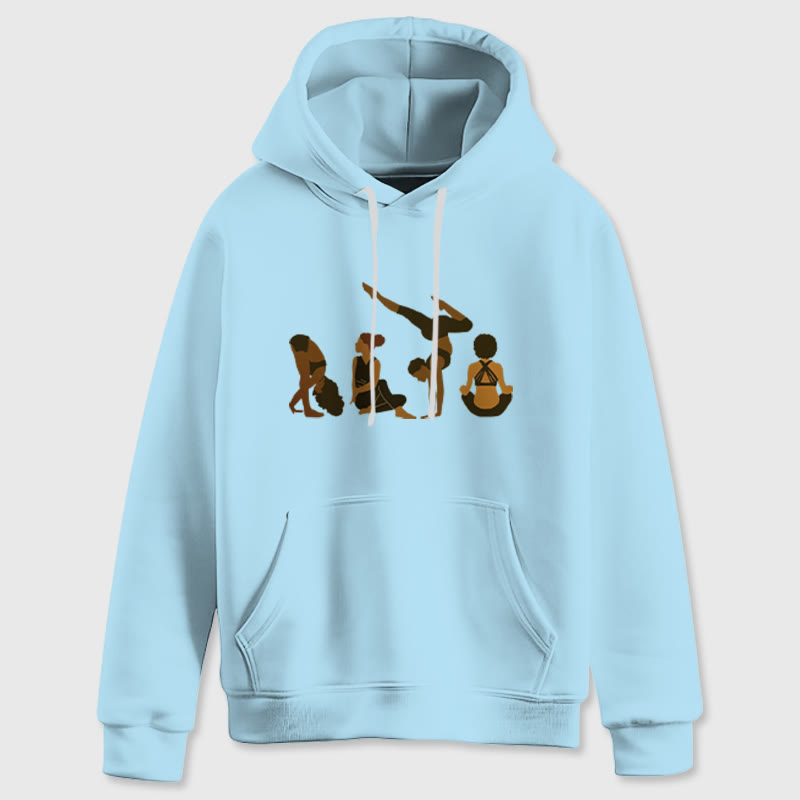 Olivenorma Black Woman Yoga Pose Sweaters Unisex Fitness Workout Meditation Fleece Hoodies - Blue - 2XL - image 16