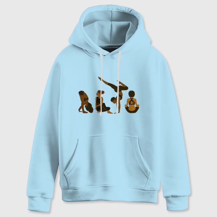 Olivenorma Black Woman Yoga Pose Sweaters Unisex Fitness Workout Meditation Fleece Hoodies - Blue - 2XL - image 16