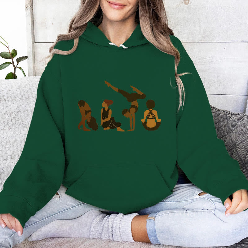 Olivenorma Black Woman Yoga Pose Sweaters Unisex Fitness Workout Meditation Fleece Hoodies - Green - 2XL - image 14