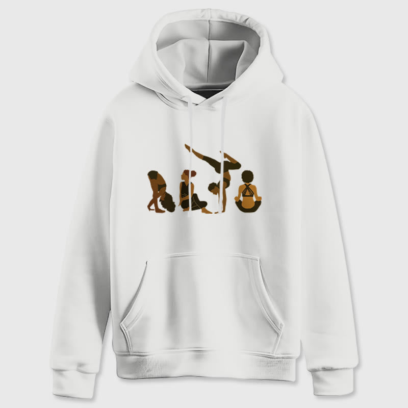 Olivenorma Black Woman Yoga Pose Sweaters Unisex Fitness Workout Meditation Fleece Hoodies - White - 2XL - image 8