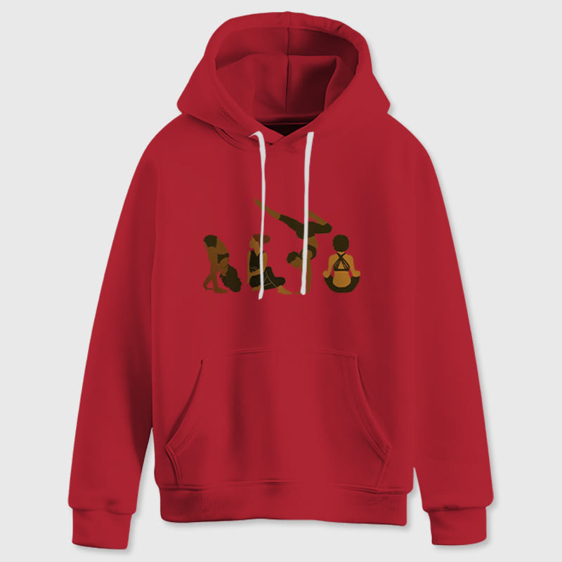 Olivenorma Black Woman Yoga Pose Sweaters Unisex Fitness Workout Meditation Fleece Hoodies - Red - 2XL - image 14