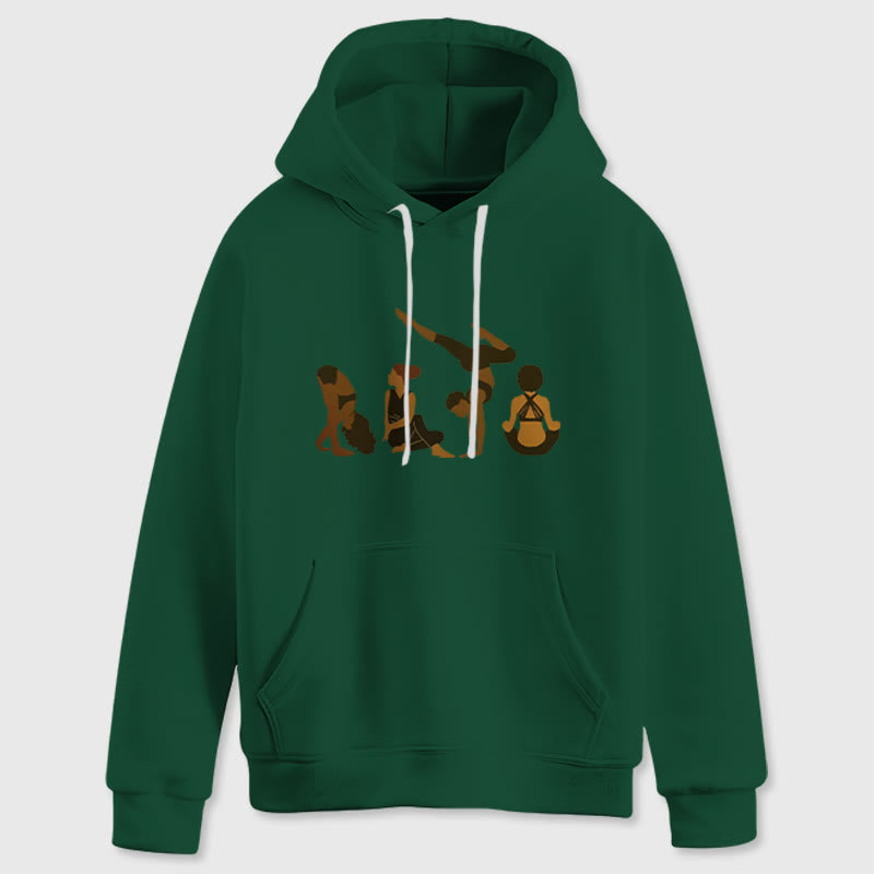 Olivenorma Black Woman Yoga Pose Sweaters Unisex Fitness Workout Meditation Fleece Hoodies - Green - 2XL - image 0
