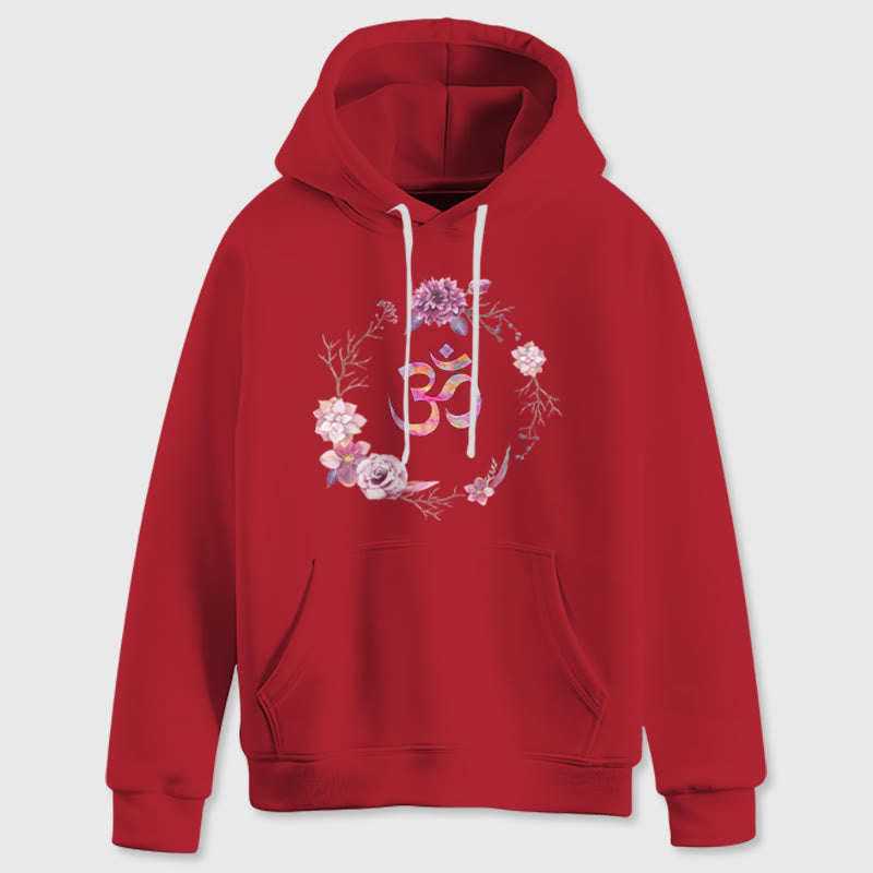Olivenorma OM Symbol Flowers Inspirational Sweaters Fleece Top Casual Yoga Hoodies - Red - 2XL - image 13