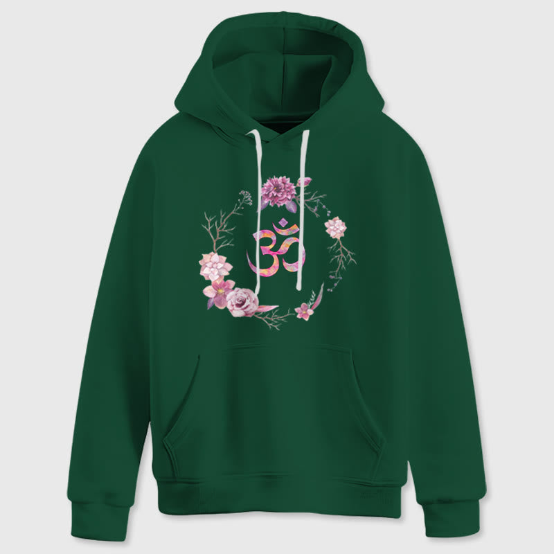 Olivenorma OM Symbol Flowers Inspirational Sweaters Fleece Top Casual Yoga Hoodies - Green - 2XL - image 15