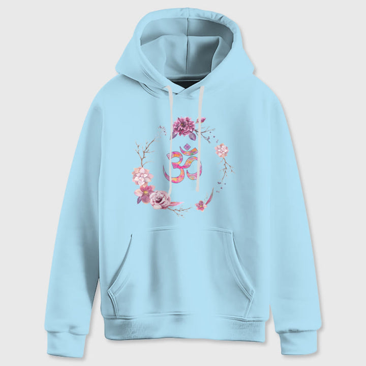 Olivenorma OM Symbol Flowers Inspirational Sweaters Fleece Top Casual Yoga Hoodies - Blue - 2XL - image 17