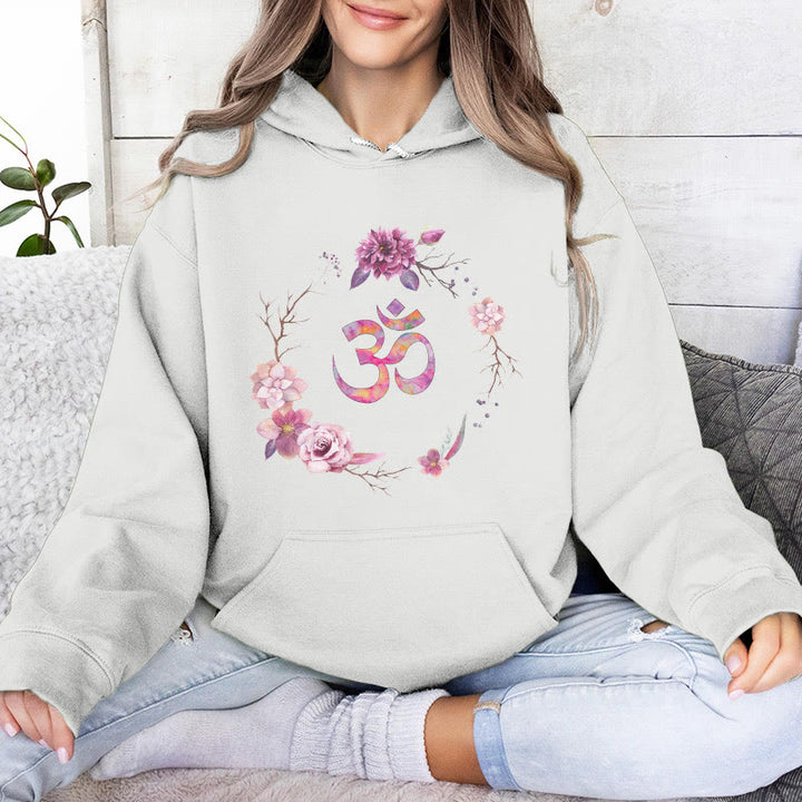 Olivenorma OM Symbol Flowers Inspirational Sweaters Fleece Top Casual Yoga Hoodies - image 8