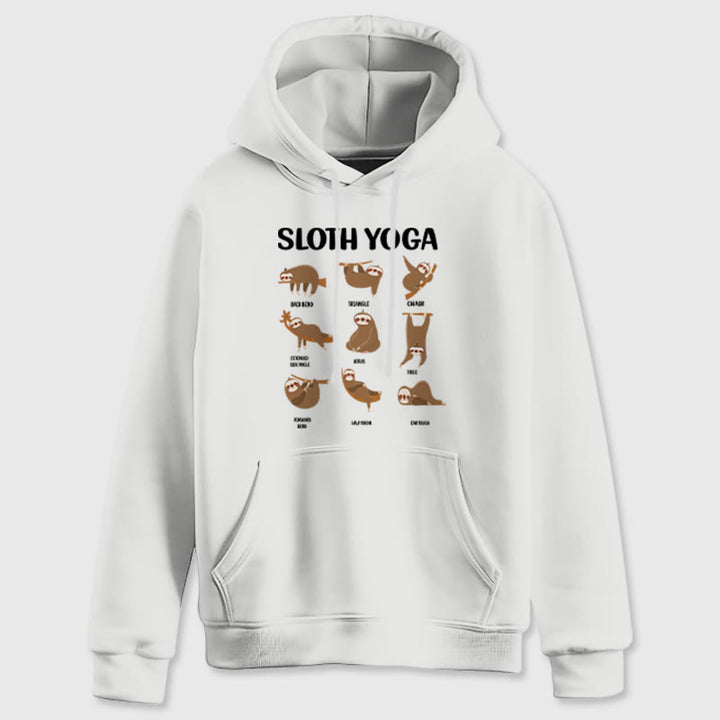 Olivenorma Funny Sloth Yoga Poses Meditation Yoga Sweatshirts Fleece Hoodies - White - 2XL - image 8