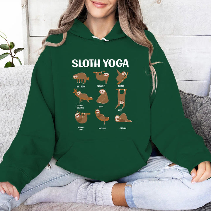 Olivenorma Funny Sloth Yoga Poses Meditation Yoga Sweatshirts Fleece Hoodies - Green - 2XL - image 0