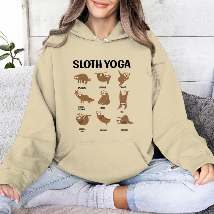 Olivenorma Funny Sloth Yoga Poses Meditation Yoga Sweatshirts Fleece Hoodies - LightYellow - 2XL - image 12