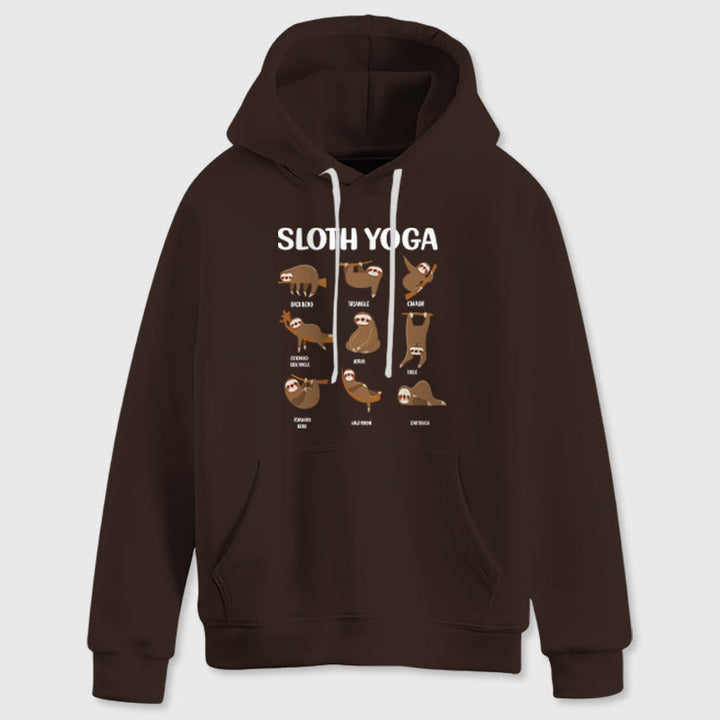 Olivenorma Funny Sloth Yoga Poses Meditation Yoga Sweatshirts Fleece Hoodies - Brown - 2XL - image 12