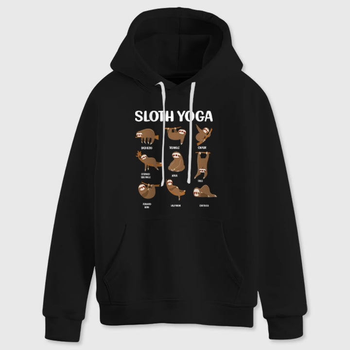 Olivenorma Funny Sloth Yoga Poses Meditation Yoga Sweatshirts Fleece Hoodies - Black - 2XL - image 6