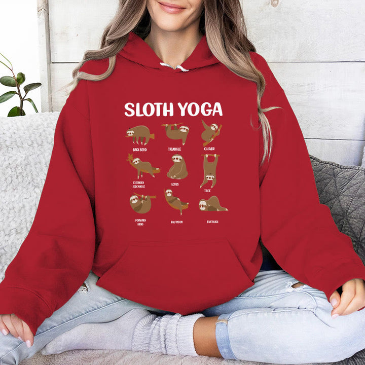 Olivenorma Funny Sloth Yoga Poses Meditation Yoga Sweatshirts Fleece Hoodies - Red - 2XL - image 14