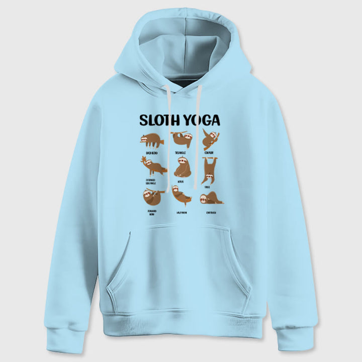 Olivenorma Funny Sloth Yoga Poses Meditation Yoga Sweatshirts Fleece Hoodies - Blue - 2XL - image 0