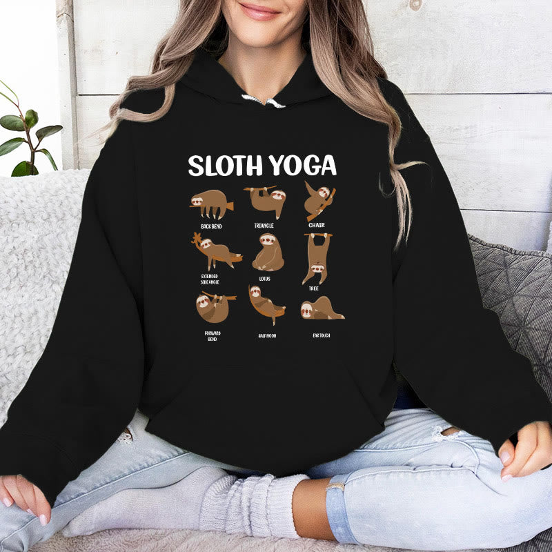 Olivenorma Funny Sloth Yoga Poses Meditation Yoga Sweatshirts Fleece Hoodies - Black - 2XL - image 4