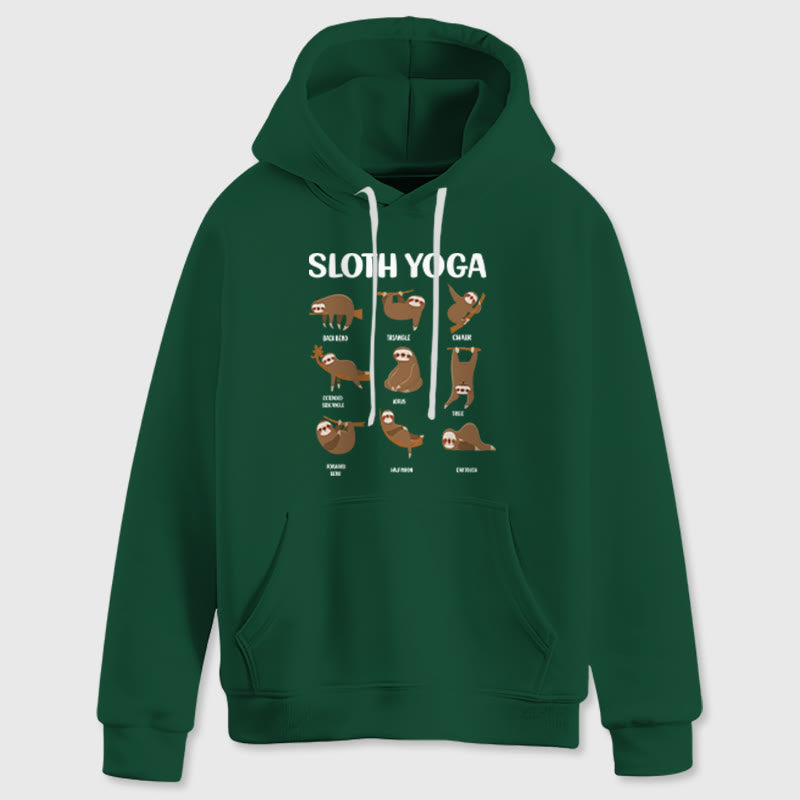 Olivenorma Funny Sloth Yoga Poses Meditation Yoga Sweatshirts Fleece Hoodies - Green - 2XL - image 3