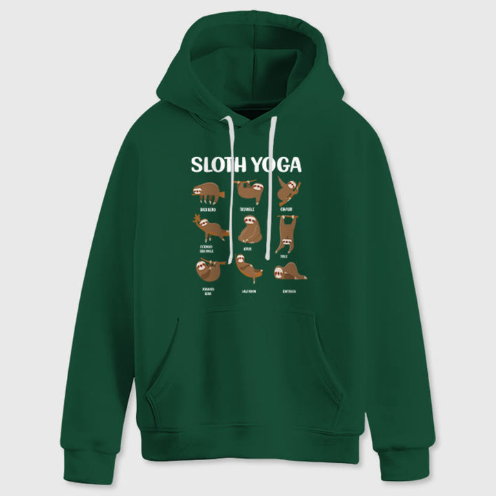 Olivenorma Funny Sloth Yoga Poses Meditation Yoga Sweatshirts Fleece Hoodies - Green - 2XL - image 3