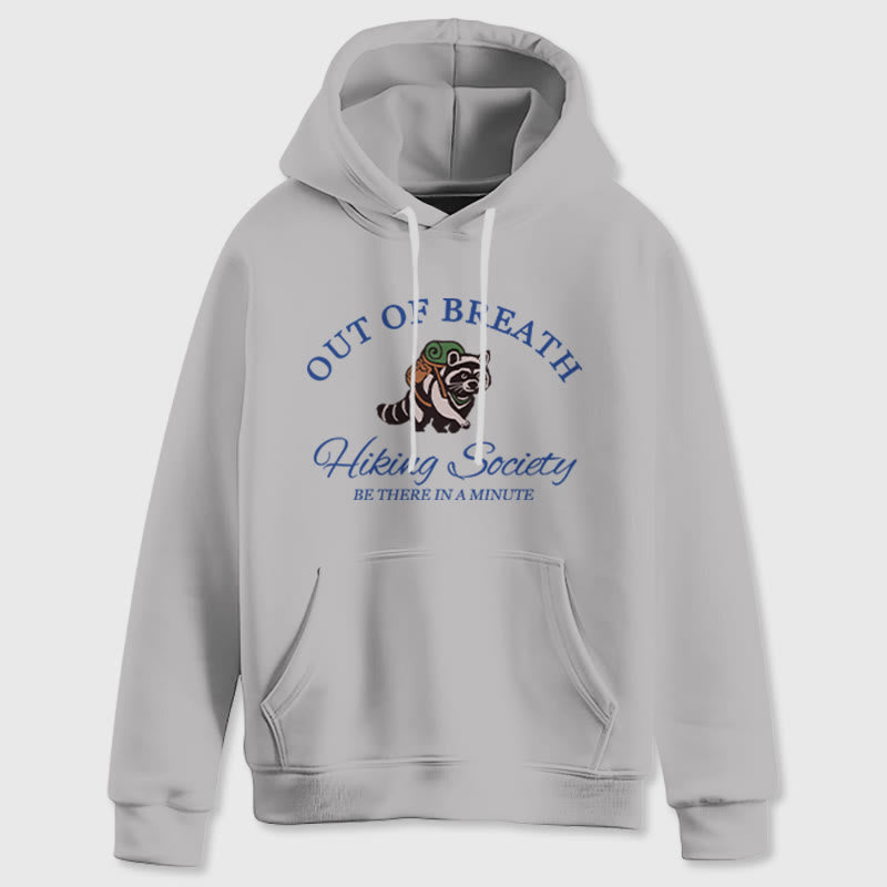 Olivenorma OUT OF BREATH Raccoon Healing Sweaters Unisex Fleece Tops Loose Fits Hoodies - Grey - 2XL - image 3