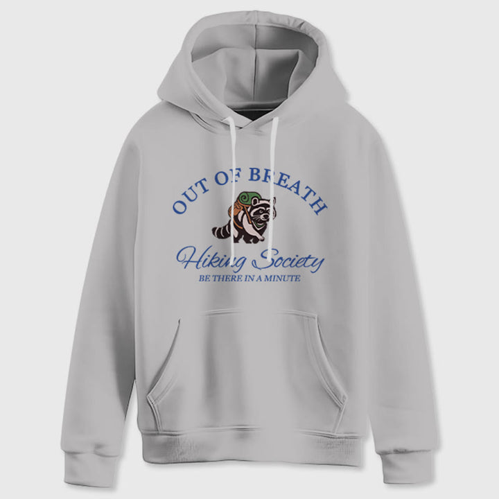 Olivenorma OUT OF BREATH Raccoon Healing Sweaters Unisex Fleece Tops Loose Fits Hoodies - Grey - 2XL - image 3