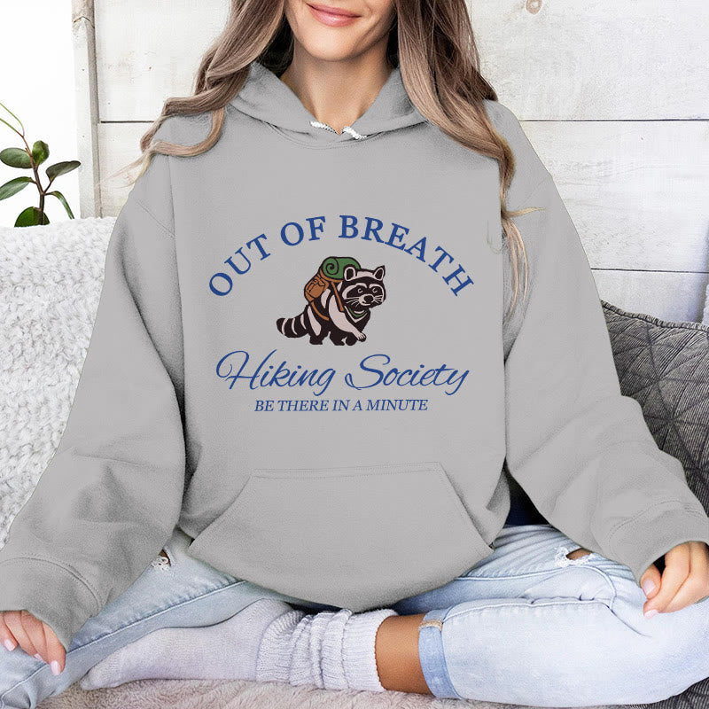 Olivenorma OUT OF BREATH Raccoon Healing Sweaters Unisex Fleece Tops Loose Fits Hoodies - Grey - 2XL - image 0
