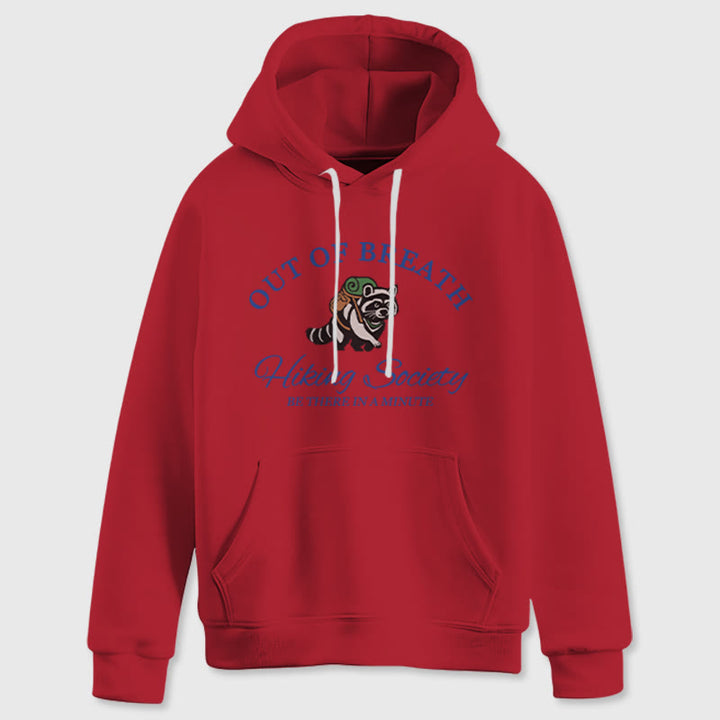 Olivenorma OUT OF BREATH Raccoon Healing Sweaters Unisex Fleece Tops Loose Fits Hoodies - Red - 2XL - image 14