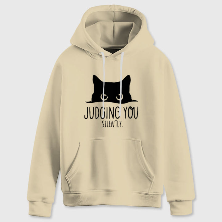 Olivenorma JUDGING YOU SILENTLY Cute Kitten Loose Fit Sweatshirts Women Men Hoodies - LightYellow - 2XL - image 8