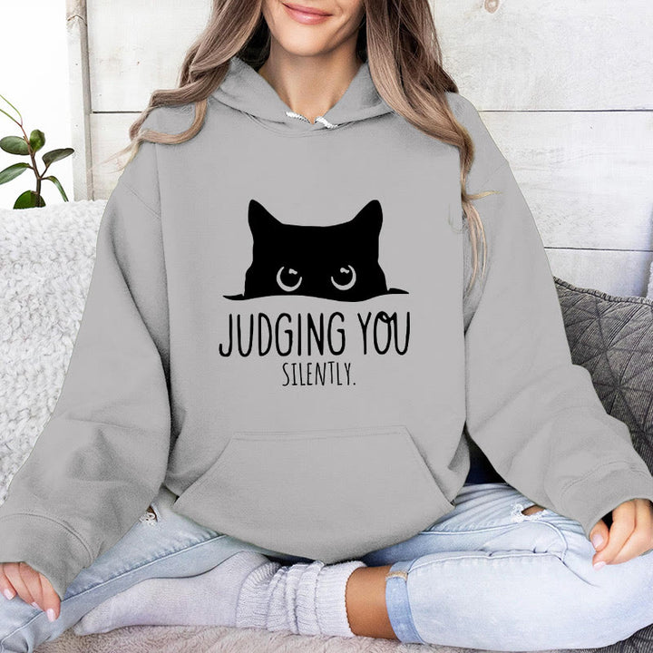 Olivenorma JUDGING YOU SILENTLY Cute Kitten Loose Fit Sweatshirts Women Men Hoodies - image 7