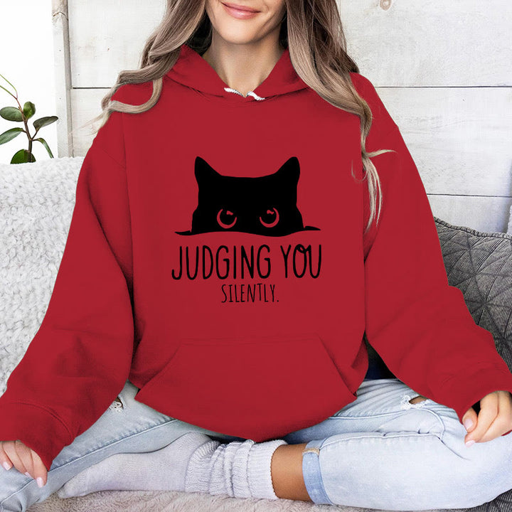 Olivenorma JUDGING YOU SILENTLY Cute Kitten Loose Fit Sweatshirts Women Men Hoodies - image 11
