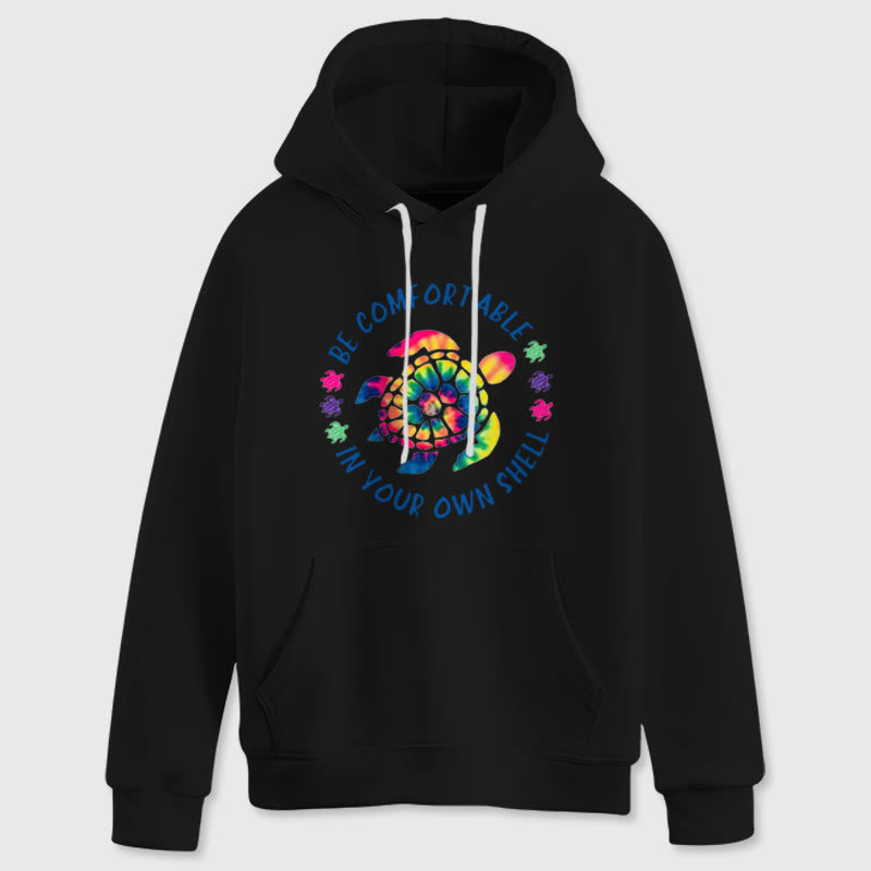 Olivenorma "BE COMFORTABLE IN YOUR OUR SHELL" Sea turtle Spiritual Hooded Sweaters Fleece Hoodies - Black - 2XL - image 6