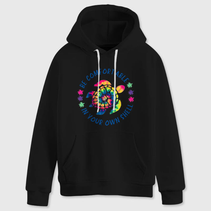 Olivenorma "BE COMFORTABLE IN YOUR OUR SHELL" Sea turtle Spiritual Hooded Sweaters Fleece Hoodies - Black - 2XL - image 6
