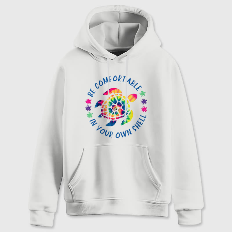 Olivenorma "BE COMFORTABLE IN YOUR OUR SHELL" Sea turtle Spiritual Hooded Sweaters Fleece Hoodies - White - 2XL - image 3